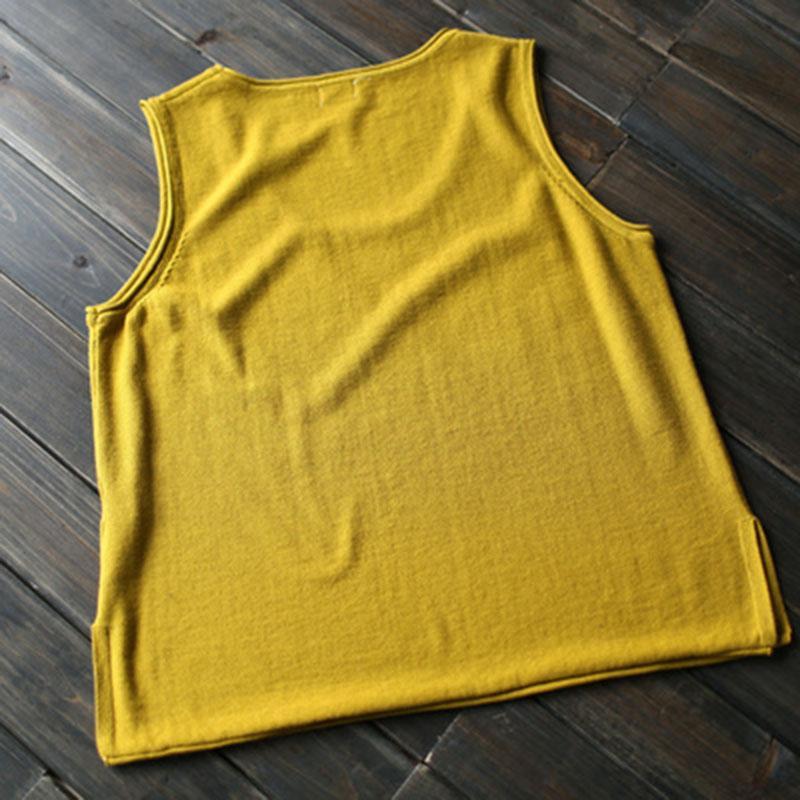 Summer Casual Cotton Vest Women's Vest March-2020-New Arrival One Size Yellow 