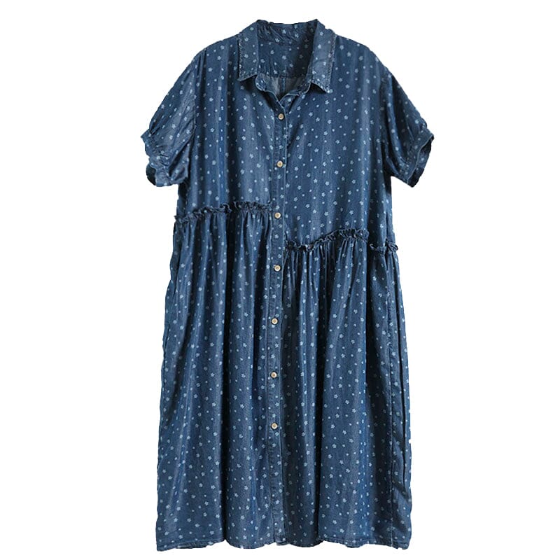 Summer Casual Fashion Floral Denim Dress May 2023 New Arrival 