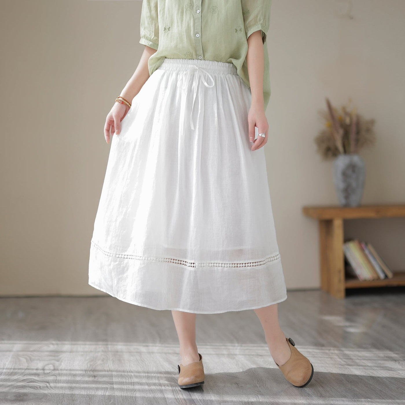 Summer Casual Loose Solid Linen Skirt