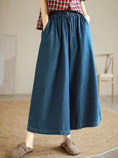 Summer Casual Loose Wide Leg Cotton Jeans