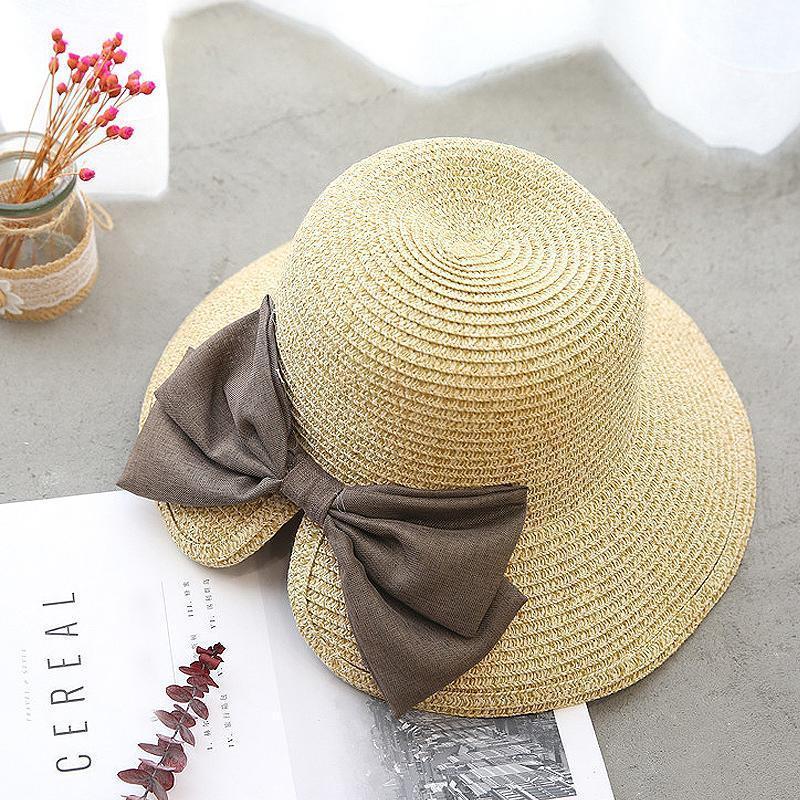 Summer Casual Solid Straw Bow Hat