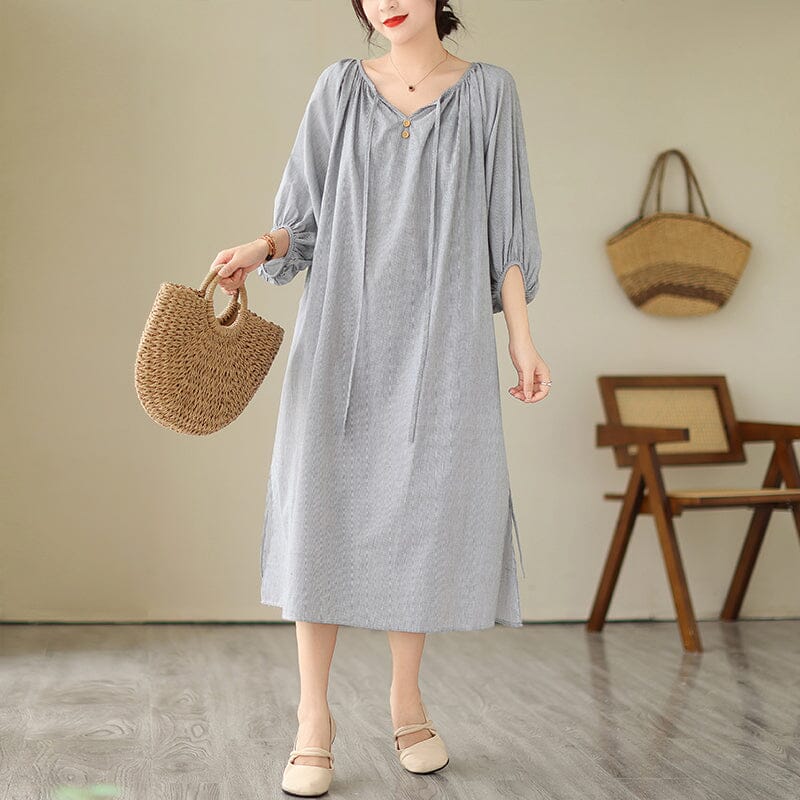 Summer Casual Stripe Minimalist Cotton Dress