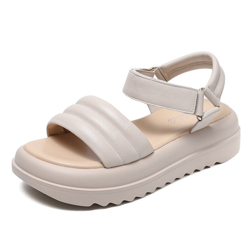 Summer Comfort Casual Minimalist Leather Sandals Jun 2023 New Arrival Beige 35 