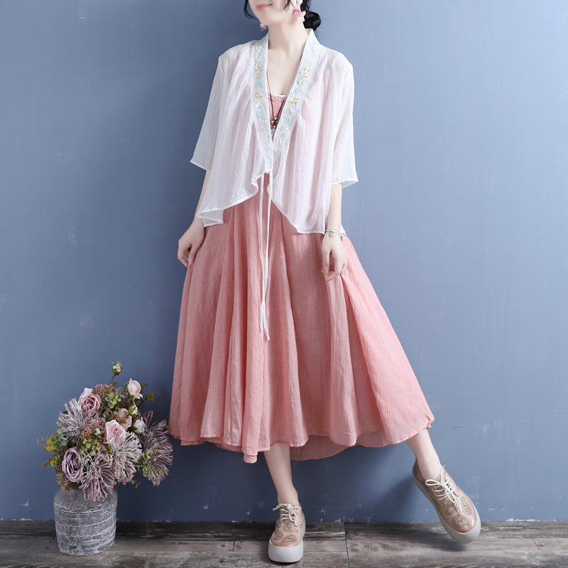 Summer Cotton Linen Sleeveless Retro Dress