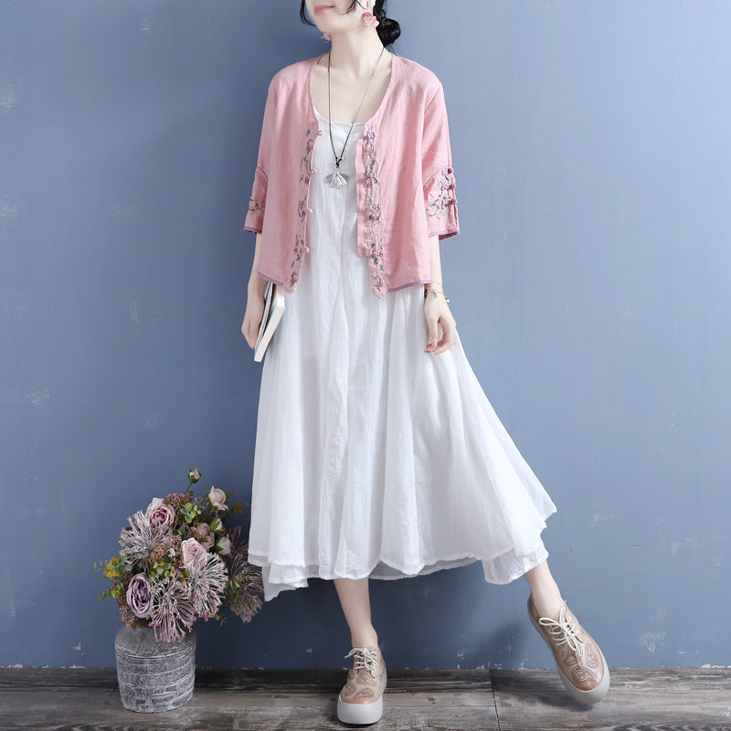 Summer Cotton Linen Sleeveless Retro Dress