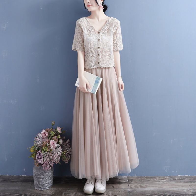 Summer Cotton Linen Translucent Lace Cardigan May 2022 New Arrival 