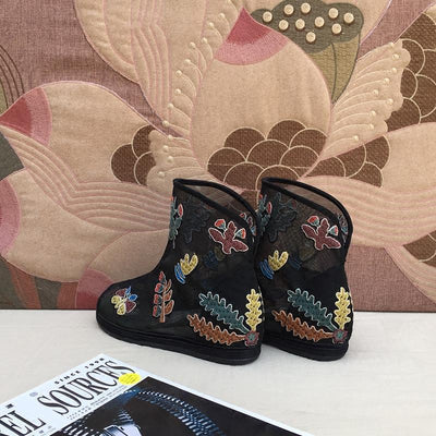 Summer Embroidered Mesh Sandals Fish Mouth Boots