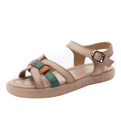 Summer Fashion Soft Leather Velcro Beach Sandals