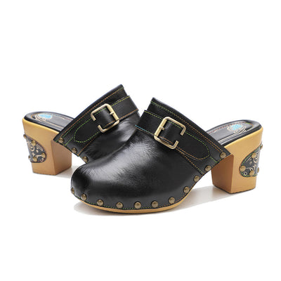 Summer Handmade Leather Retro Comfor High Heel Sandals Jul 2022 New Arrival 