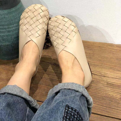 Summer Handmade Plaited Leather Flat Casual Shoes