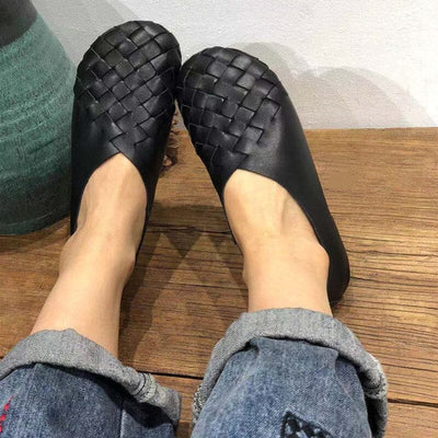 Summer Handmade Plaited Leather Flat Casual Shoes