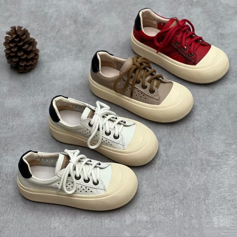 Summer Handmade Retro Hollow Leather Casual Shoes May 2023 New Arrival 