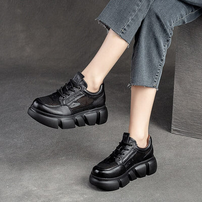 Summer Hollow Breather Leather Thick Solid Casual Shoes Apr 2023 New Arrival 
