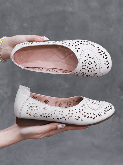 Summer Hollow Leather Soft Casual Shoes Large Size Jul 2022 New Arrival 