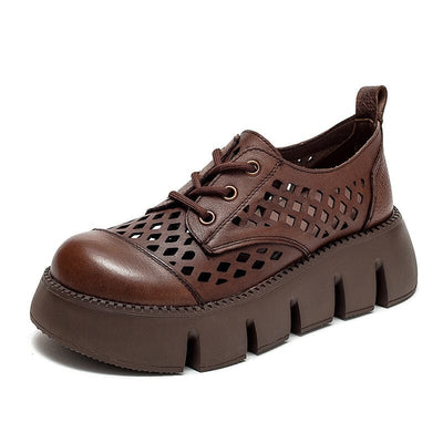 Summer Hollow Leather Solid Platform Casual Shoes Feb 2023 New Arrival 