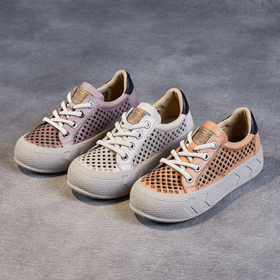 Summer Hollow Leather Thick Soled Casual Shoes Mar 2023 New Arrival 