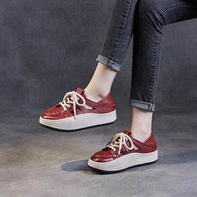 Summer Hollow Leather Thick Soled Casual Shoes May 2023 New Arrival 