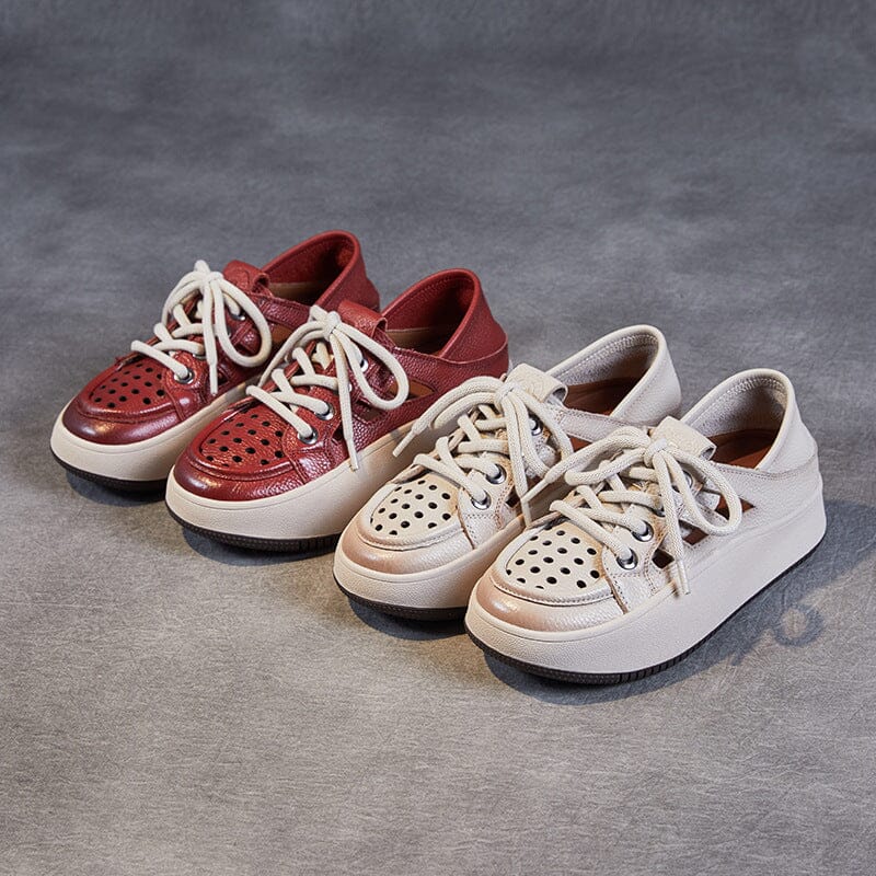 Summer Hollow Leather Thick Soled Casual Shoes May 2023 New Arrival 