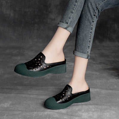 Summer Hollow Leather Women Vintage Casual Shoes