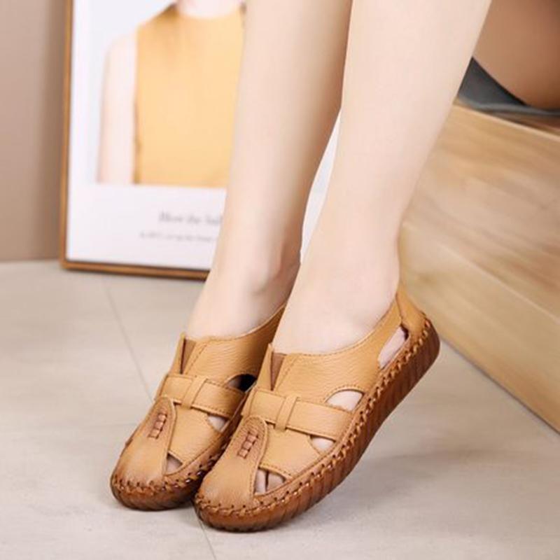 Summer Leather Hole Comfortable Flat Women Shoes 35-42 2019 April New 