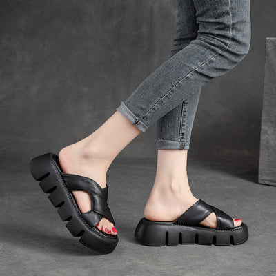 Summer Leather Plaited Retro Casual Sandals For Women Jul 2022 New Arrival 