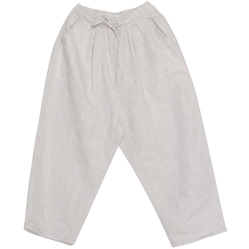Summer Wide Leg Cropped Trousers Capri Pants Linen – Babakud