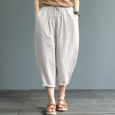 Summer Linen Loose Cropped Pants June 2020-New Arrival 