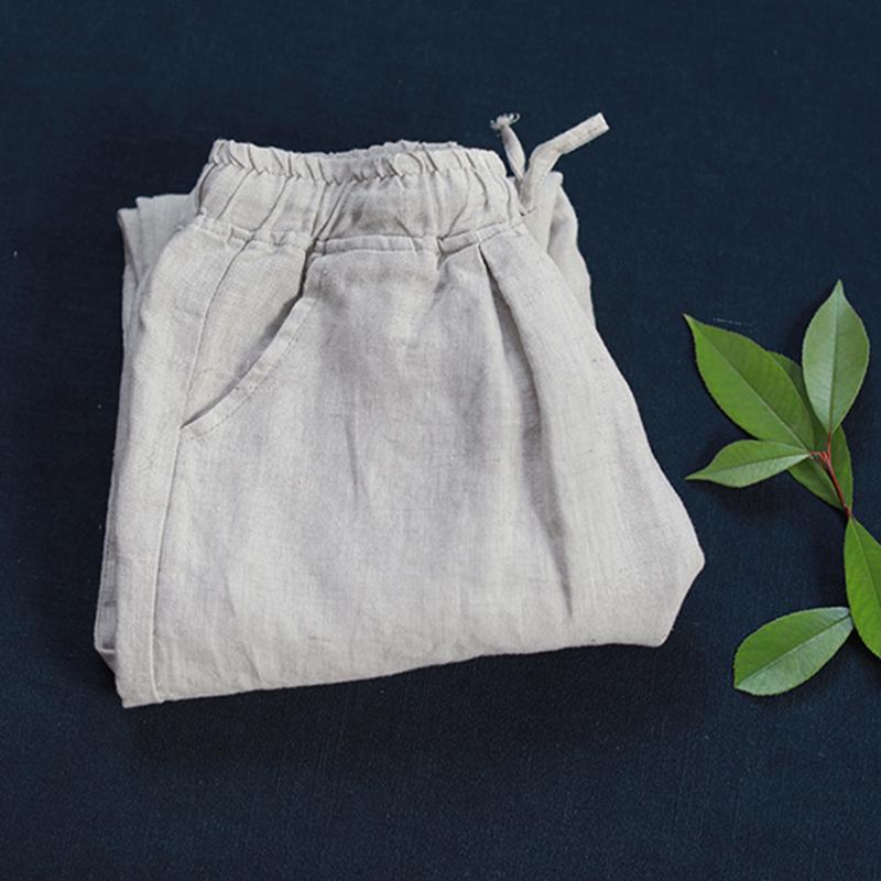 Summer Linen Loose Cropped Pants