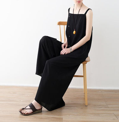 Summer Literary Asymmetrical Loose Cotton And Linen Jumpsuits 2019 April New 