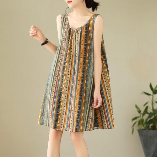 Summer Loose Casual A-Line Sleeveless Mini Dress Jul 2023 New Arrival M Floral 