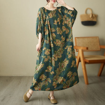 Summer Loose Casual Floral Cotton Linen Dress Plus Size Jul 2023 New Arrival 