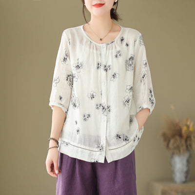 Summer Loose Casual Minimalist Linen Blouse May 2023 New Arrival 