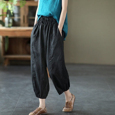 Summer Loose Casual Solid Linen Bloomers