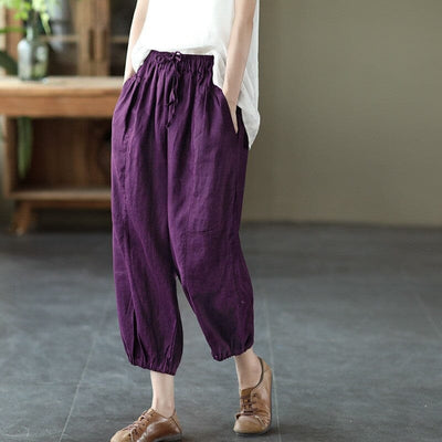 Summer Loose Casual Solid Linen Bloomers