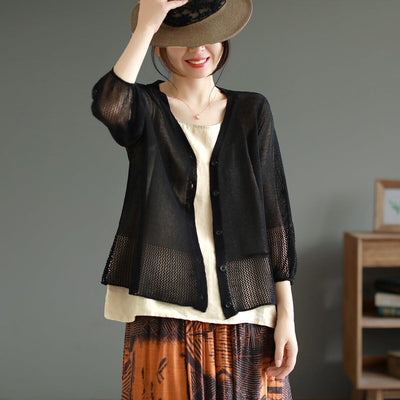 Summer Loose Casual Thin Linen V-Neck Blouse May 2023 New Arrival 