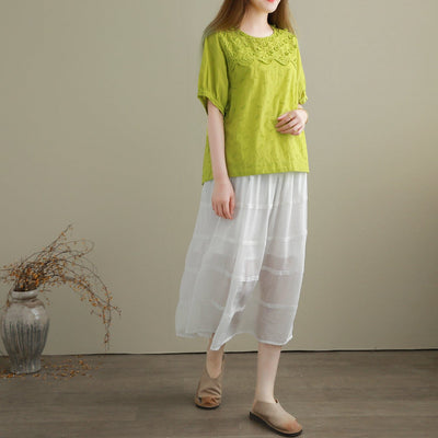 Summer Loose Minimalist Embroidery Casual T-Shirt Jun 2023 New Arrival 