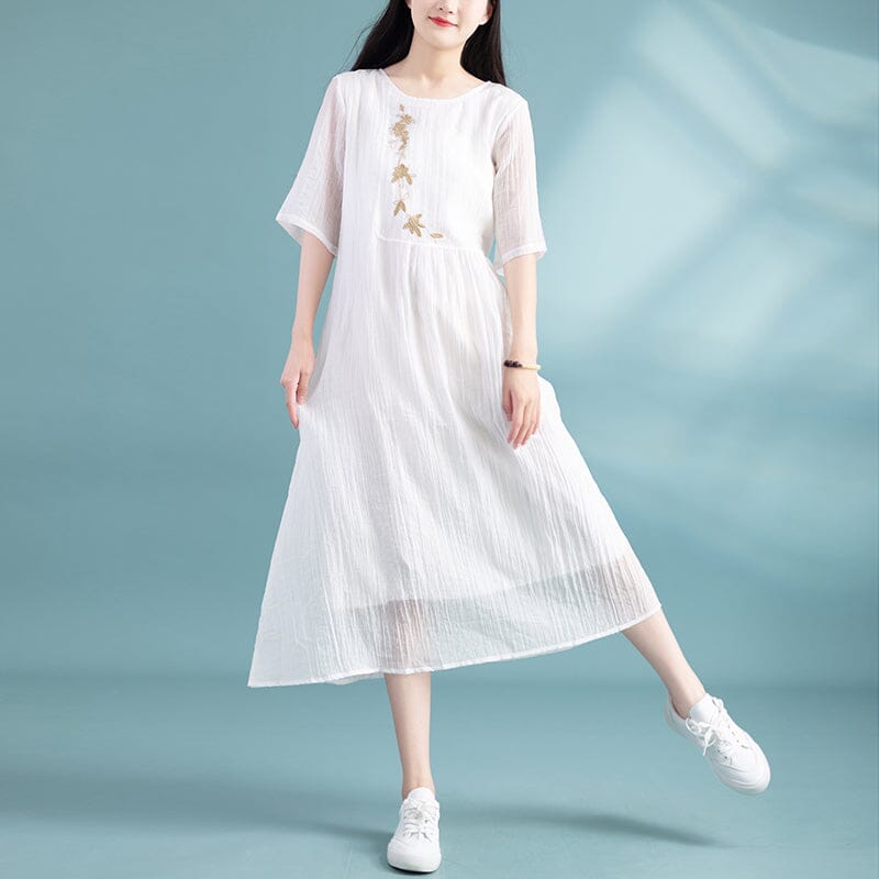 Summer Loose Retro Embroidery Dress