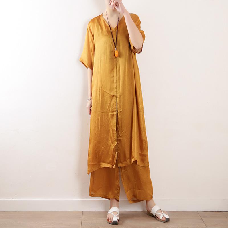 Summer Loose Silk Comfortable Two-piece Suit April 2021 New-Arrival 