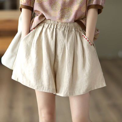 Summer Loose Women Casual Linen Shorts May 2022 New Arrival One Size Linen 
