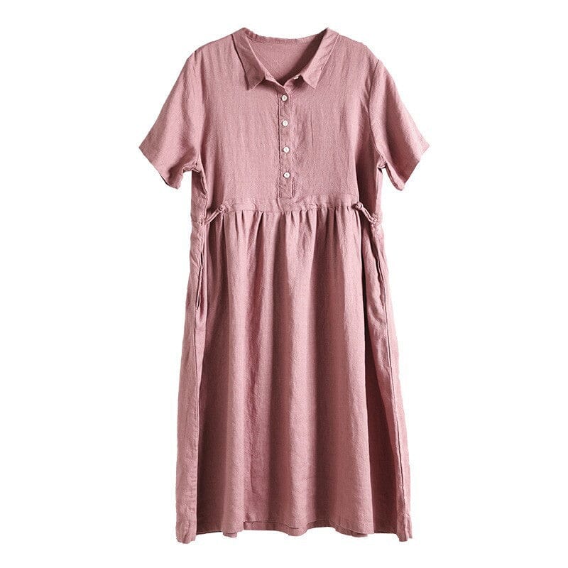 Summer Minimalist Casual A-Line Linen Dress