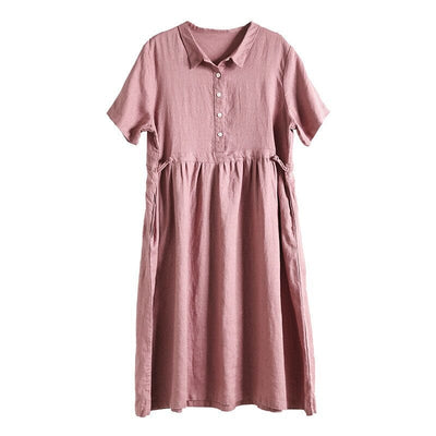 Summer Minimalist Casual A-Line Linen Dress