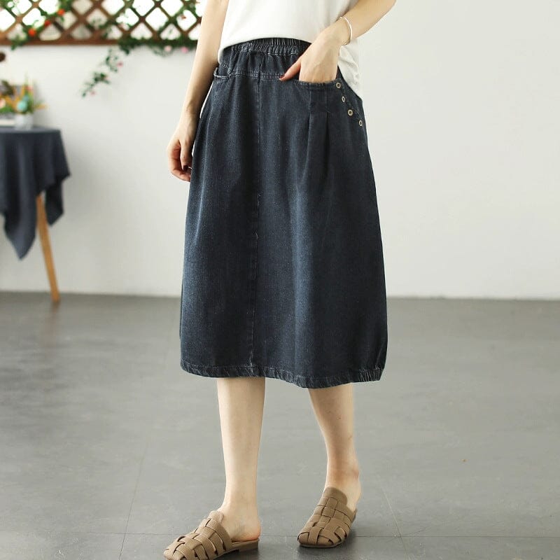 Summer Minimalist Casual Loose Denim Skirt