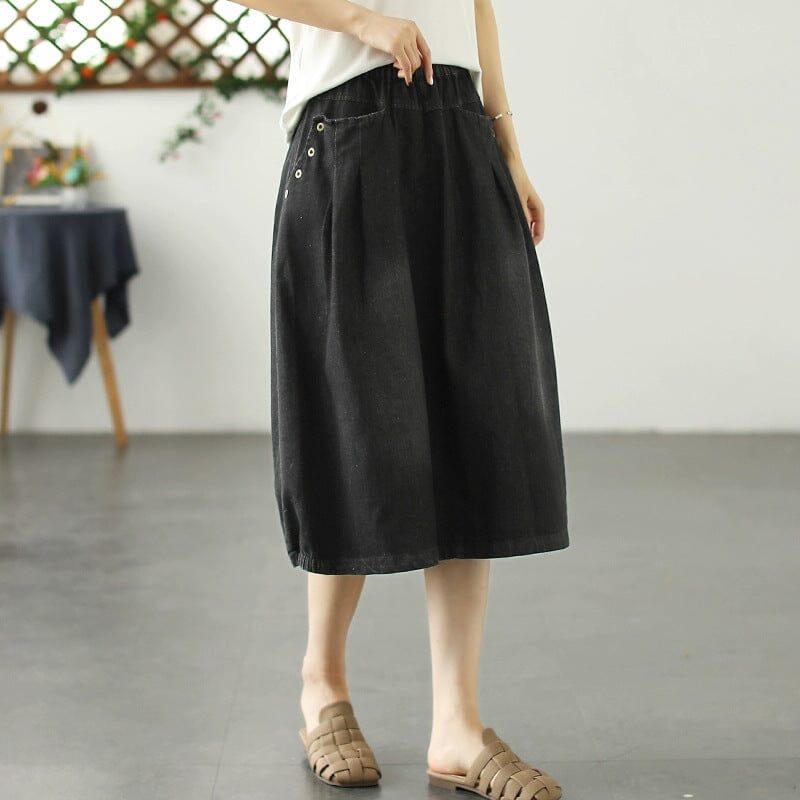 Summer Minimalist Casual Loose Denim Skirt