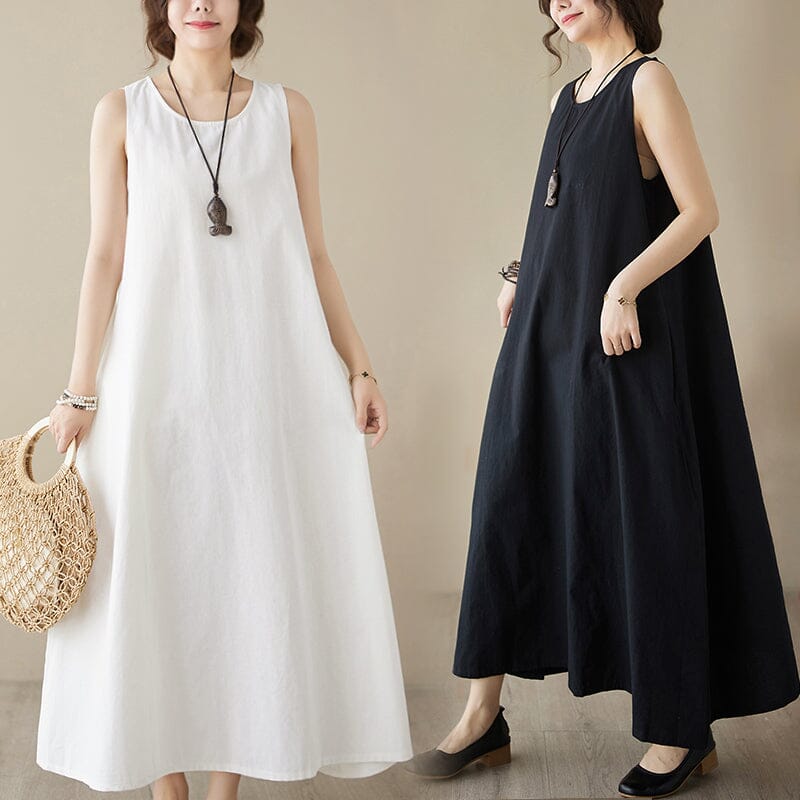 Summer Minimalist Casual Sleeveless Loose Dress Jun 2023 New Arrival 