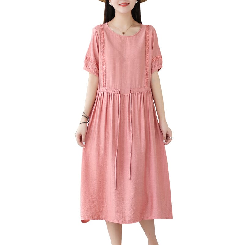 Summer Minimalist Casual Solid Cotton Linen Dress