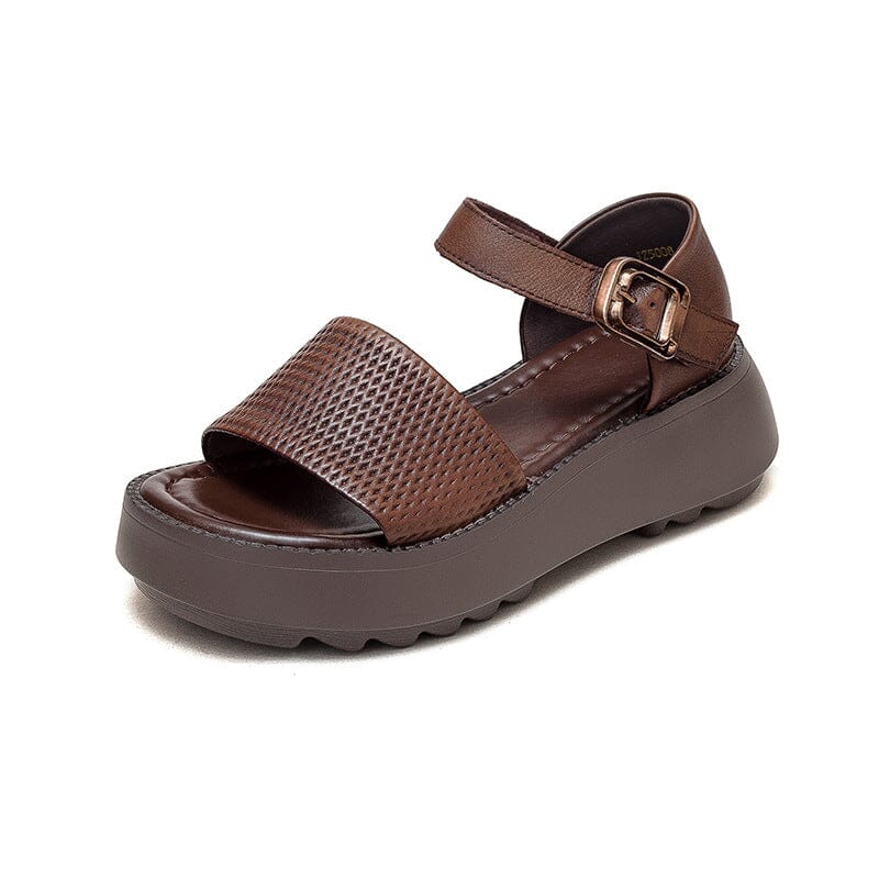 Summer Minimalist Retro Solid Leather Thick Soled Sandals May 2023 New Arrival 