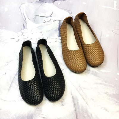 Summer New Flat Hand-Woven Leather Shoes 2019 Jun New 