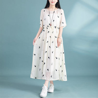 Summer Retro Casual Embroidery Loose Dress