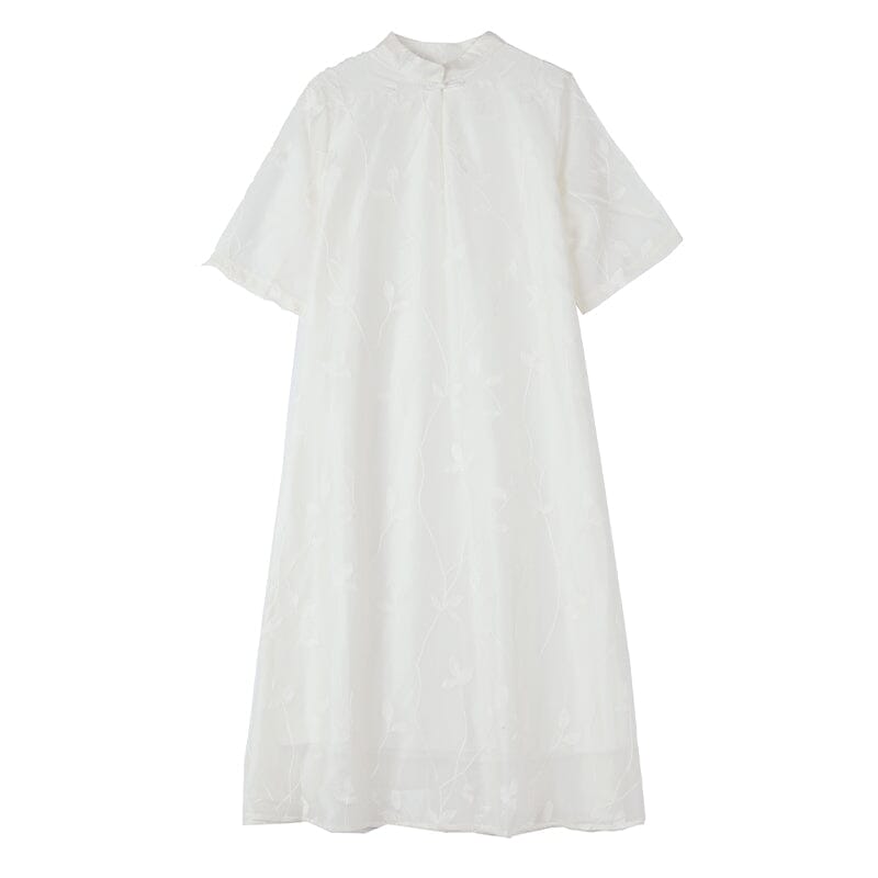 Summer Retro Embroidery Casual Cotton Linen Dress