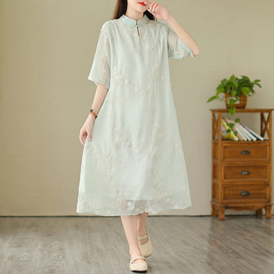 Summer Retro Embroidery Loose Dress Jun 2023 New Arrival 